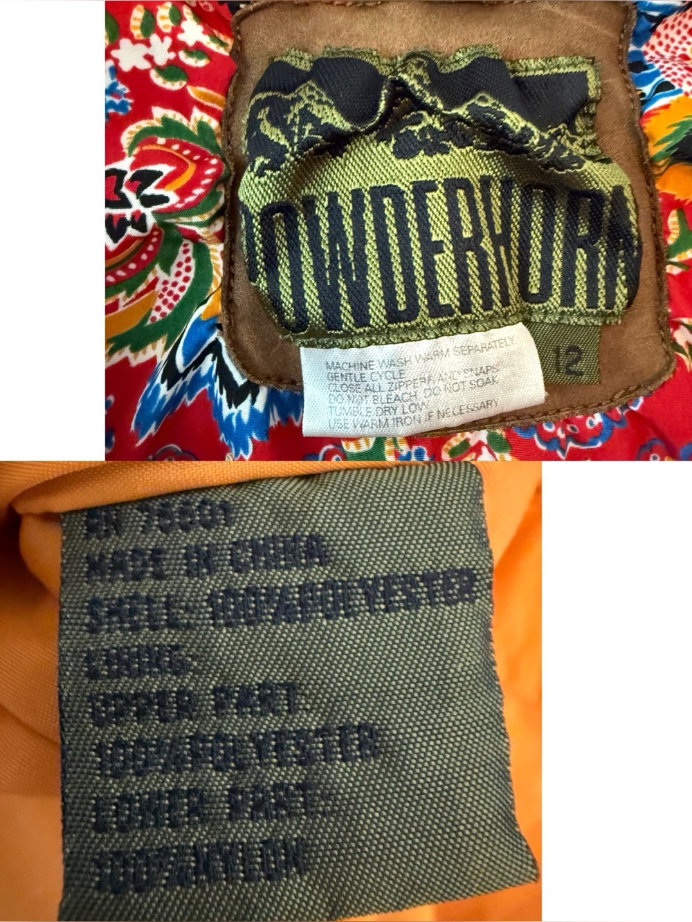 🧡🌺 Vintage Powderhorn Hooded Embroidered Windbreaker Jacket Size 12 - Picture 13 of 14